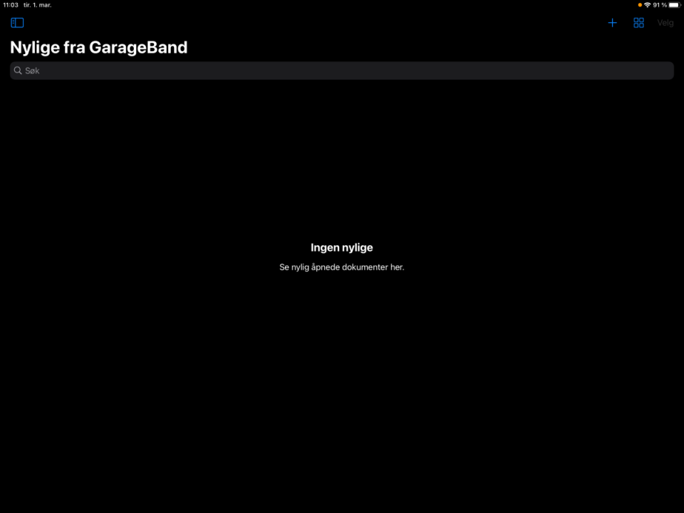 Skjermdump GarageBand