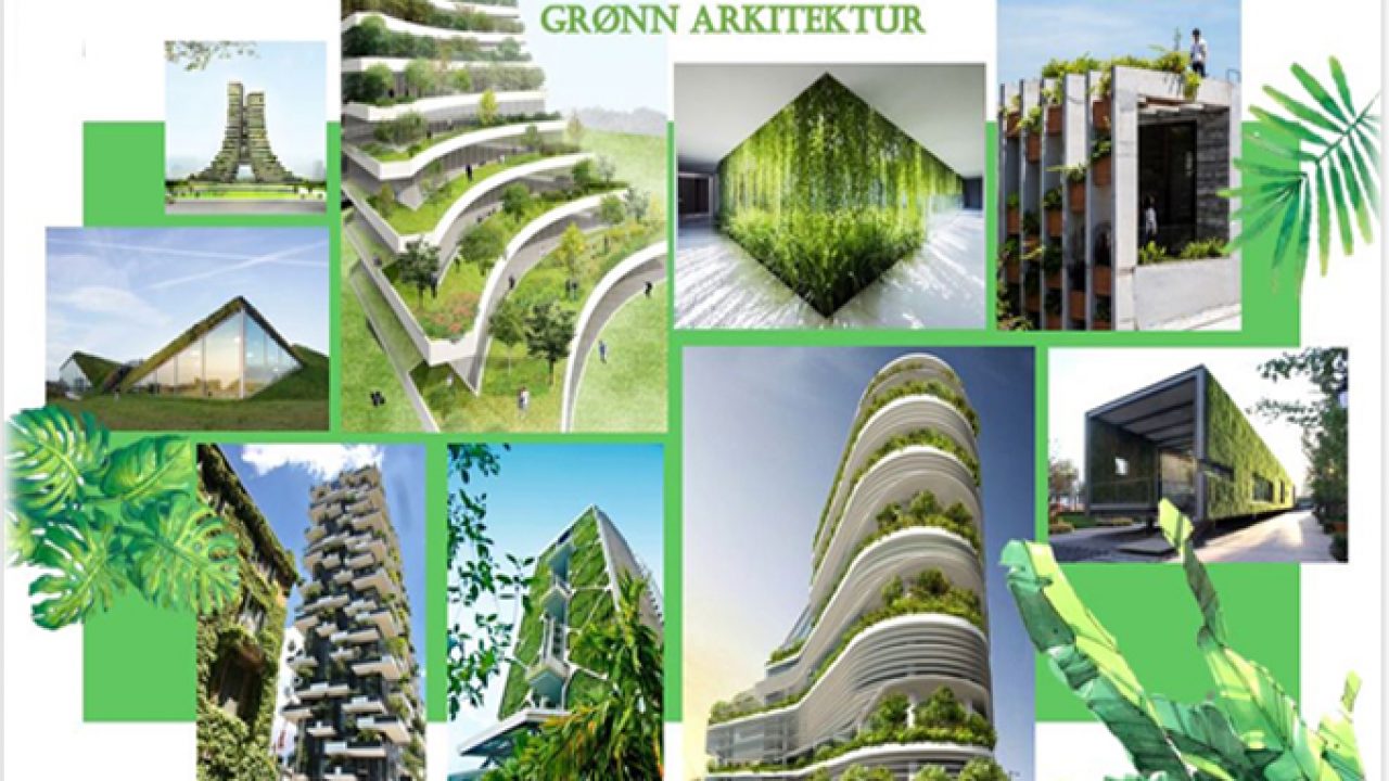 Collage av ulike forslag på grønn arkitektur