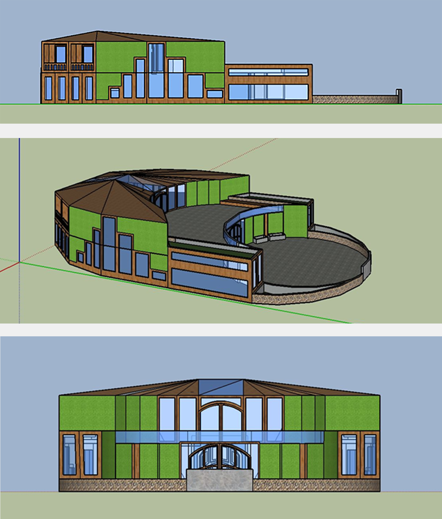 Elevarbeid. 3D-illustrasjoner av grønn arkitektur.