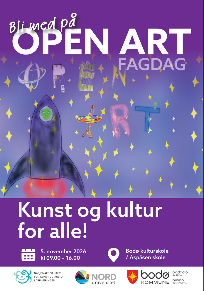 Bilde med mye tekst om Open Art fagdag 2026 Kunst og kultur for alle